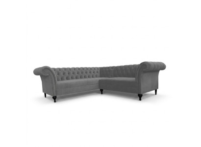 Szara kanapa narożna Chesterfield Narożnikowa kanapa designerska sofa Aksamit w kształcie litery L