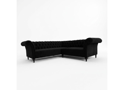 Luksusowa kanapa w kształcie litery L w kolorze czarnym Chesterfield