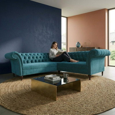 Chesterfield Narożnikowa kanapa narożnik kanapa designerska kanapa kanapa skórzana sofa Aksamit
