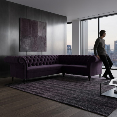 Nowoczesna kanapa narożna Chesterfield Narożnikowa kanapa designerska sofa kanapa Sofa skórzana Aksamit
