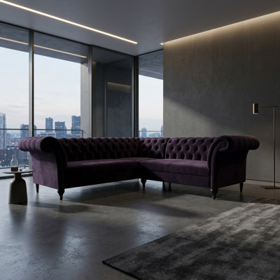 Nowoczesna kanapa narożna Chesterfield Narożnikowa kanapa designerska sofa kanapa Sofa skórzana Aksamit