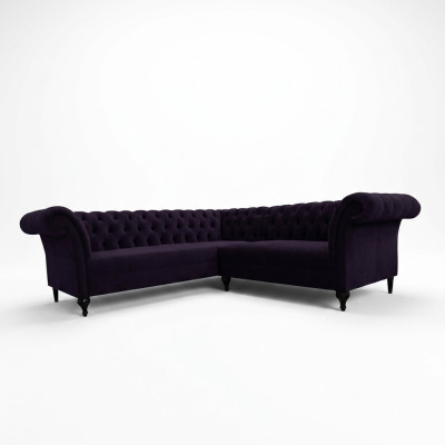 Nowoczesna kanapa narożna Chesterfield Narożnikowa kanapa designerska sofa kanapa Sofa skórzana Aksamit