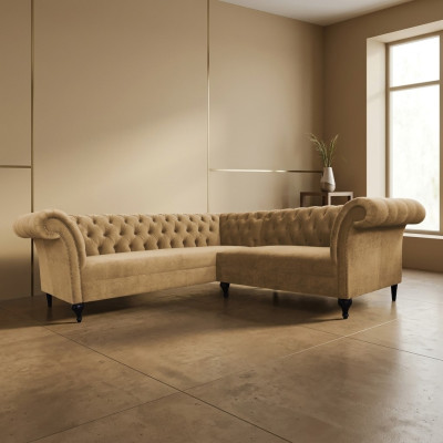 Kanapa narożna Chesterfield Narożnikowa Nowoczesna designerska sofa kanapa Sofa skórzana Aksamit