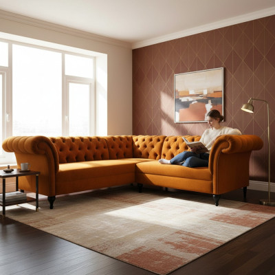 Chesterfield Narożnikowa kanapa narożnik kanapa designerska kanapa kanapa skórzana sofa Aksamit