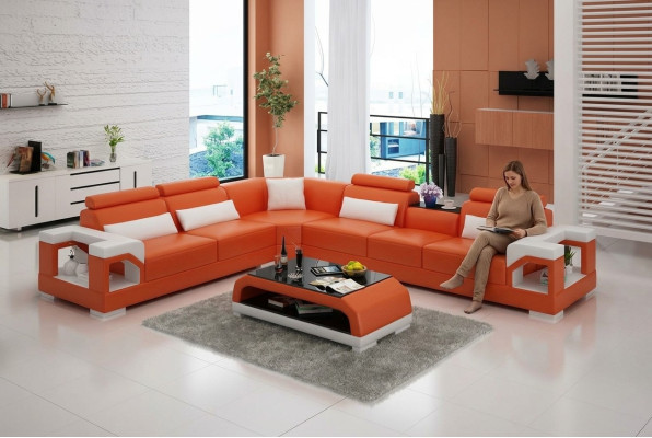 Sofa Sofa skórzana Sofa Żywy krajobraz Narożnik Narożnikowa kanapa Modern Design Ustawić