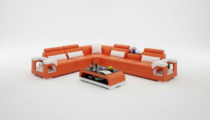 Sofa Sofa skórzana Sofa Żywy krajobraz Narożnik Narożnikowa kanapa Modern Design Ustawić