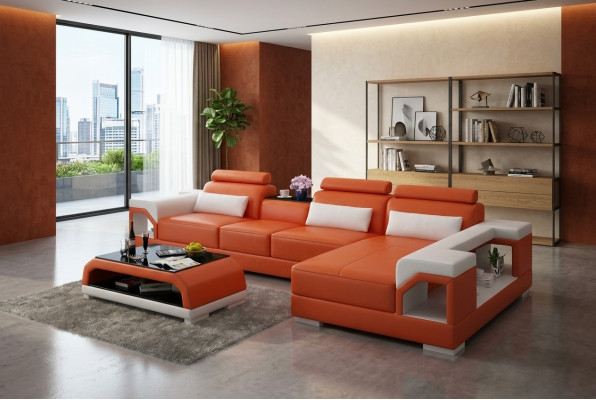 Skórzana sofa kanapa Żywy krajobraz Narożnikowa kanapa Narożnik Ustawić Design Modern Sofa G8010C