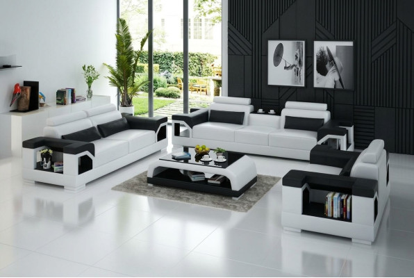Skórzana sofa kanapa Żywy krajobraz 3+2+1 miejsce do siedzenia Nowoczesna, designerska sofa