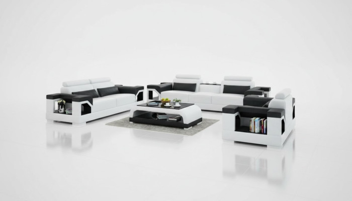 Skórzana sofa kanapa Żywy krajobraz 3+2+1 miejsce do siedzenia Nowoczesna, designerska sofa