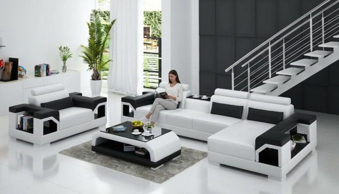 Sofa skórzana Żywy krajobraz Narożnikowa kanapa Fotel Couch Ustaw Design Nowoczesna Sofa G8010E