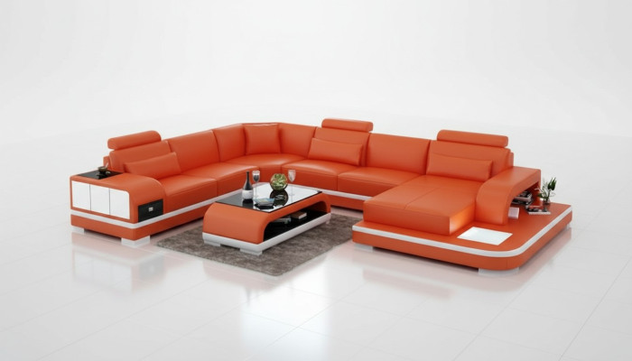 Skórzana sofa kanapa Żywy krajobraz Narożnikowa kanapa Narożnik Ustawić Design Modern