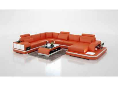 Skórzana sofa kanapa Żywy krajobraz Narożnikowa kanapa Narożnik Ustawić Design Modern