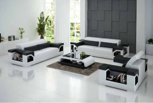 Sofa skórzana Kanapa Zestaw sofowy Zestaw 3+2+1 miejsce do siedzenia Ustawić Design Nowoczesna Sofa
