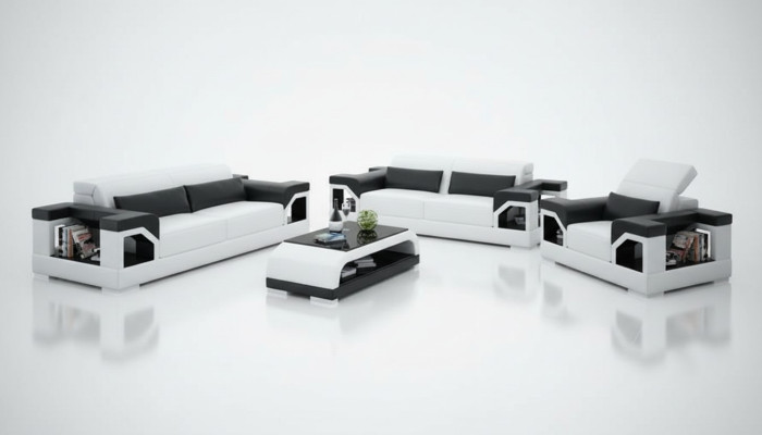Sofa skórzana Kanapa Zestaw sofowy Zestaw 3+2+1 miejsce do siedzenia Ustawić Design Nowoczesna Sofa