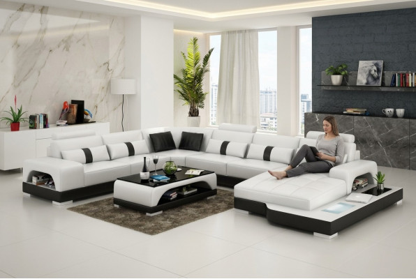 Skórzana sofa Kanapa Żywy krajobraz Narożnik Narożnikowa kanapa Sofa Modern Design Ustawić