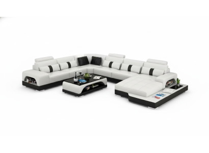 Skórzana sofa Kanapa Żywy krajobraz Narożnik Narożnikowa kanapa Sofa Modern Design Ustawić
