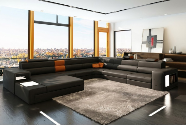Narożnikowa kanapa Sofa Kanapa Podkładka Ustaw Design Włókienniczy Skóra Żywy krajobraz