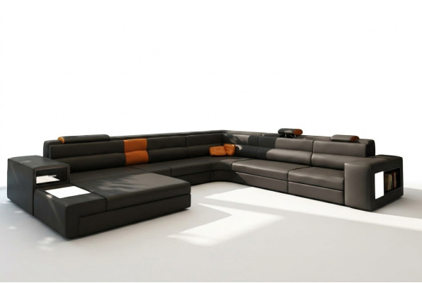 Narożnikowa kanapa Sofa Kanapa Podkładka Ustaw Design Włókienniczy Skóra Żywy krajobraz