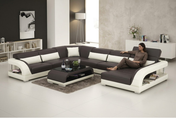 Skórzana sofa kanapa Żywy krajobraz Narożnikowa kanapa Narożnik Ustaw Design Modern Sofa