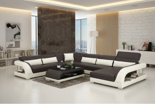 Skórzana sofa kanapa Żywy krajobraz Narożnikowa kanapa Narożnik Ustaw Design Modern Sofa