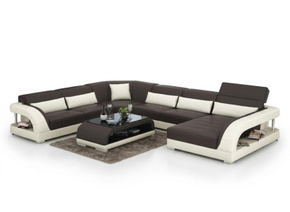 Skórzana sofa kanapa Żywy krajobraz Narożnikowa kanapa Narożnik Ustaw Design Modern Sofa