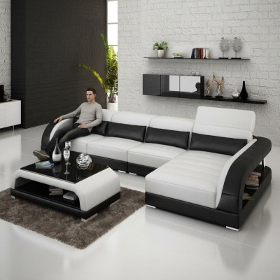 Skórzana sofa kanapa sofa Żywy krajobraz Narożnik Modern Narożnikowa kanapa Design Ustawić