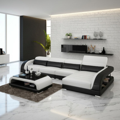 Skórzana sofa kanapa sofa Żywy krajobraz Narożnik Modern Narożnikowa kanapa Design Ustawić