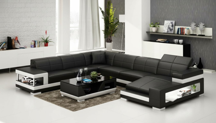 Skórzana sofa kanapa Żywy krajobraz Narożnik kanapa Narożnik Ustaw Design Modern Sofa G8017