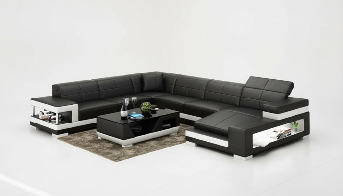 Skórzana sofa kanapa Żywy krajobraz Narożnik kanapa Narożnik Ustaw Design Modern Sofa G8017