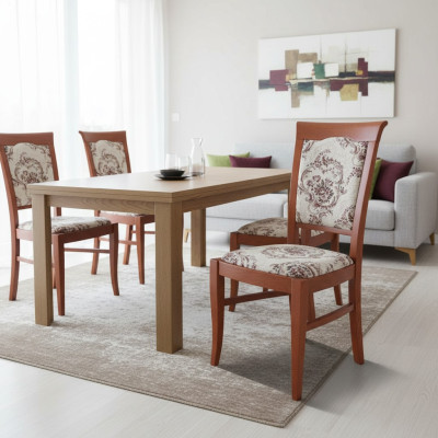 Solidne drewno Krzesło Krzesło do jadalni PROJEKTANT Skóra CLASSIC DECO Krzesło Drewno