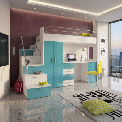 Podwójne łóżko piętrowe Łóżko piętrowe Podwójne łóżko Youth Bed bed z Szafa Tabela New