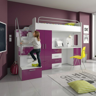 Podwójne łóżko piętrowe Łóżko piętrowe Podwójne łóżko Youth Bed bed z Szafa Tabela RAJ4