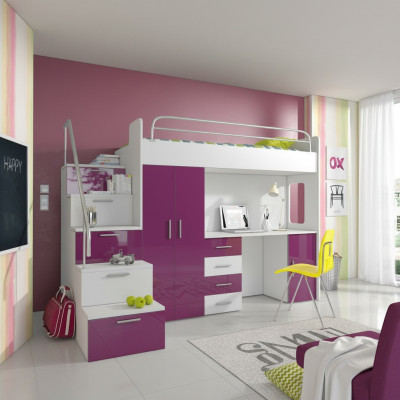 Podwójne łóżko piętrowe Łóżko piętrowe Podwójne łóżko Youth Bed bed z Szafa Tabela RAJ4