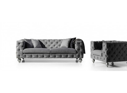 Zestaw sofowy zestaw Chesterfield 252cm + sofa Fotel kanapa designerski wystrój sofy