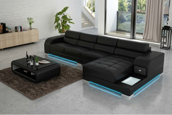 Skórzana sofa sofa kanapa Żywy krajobraz Narożnik Modern Narożnikowa kanapa Design Ustawić