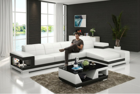 Sofa skórzana sofa kanapa Żywy krajobraz Narożnik Modern Narożnikowa kanapa Design Ustawić