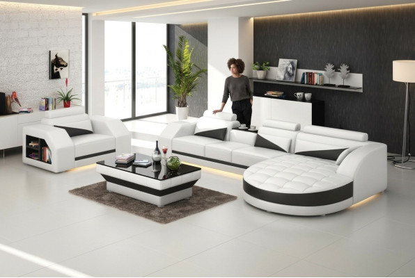 Sofa skórzana Kanapa Żywy krajobraz Narożnikowa kanapa + Fotel Ustaw Design Sofa G8018E