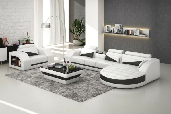 Sofa skórzana Kanapa Żywy krajobraz Narożnikowa kanapa + Fotel Ustaw Design Sofa G8018E