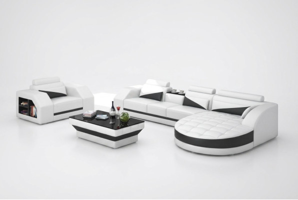 Sofa skórzana Kanapa Żywy krajobraz Narożnikowa kanapa + Fotel Ustaw Design Sofa G8018E