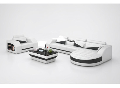 Sofa skórzana Kanapa Żywy krajobraz Narożnikowa kanapa + Fotel Ustaw Design Sofa G8018E