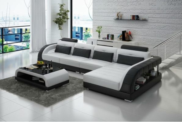 Skórzana sofa Kanapa Żywy krajobraz Narożnik Nowoczesna Narożnikowa kanapa Design Sofa Ustawić