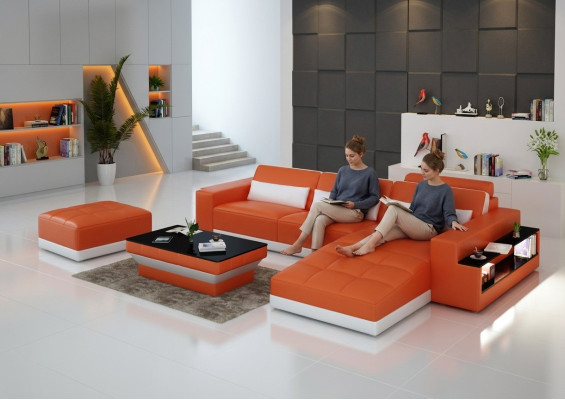 Skórzana sofa kanapa Żywy krajobraz Narożnik kanapa Narożnik Ustaw Design Modern Sofa G8019E