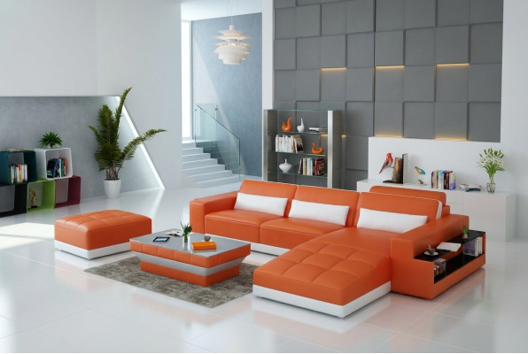 Skórzana sofa kanapa Żywy krajobraz Narożnik kanapa Narożnik Ustaw Design Modern Sofa G8019E