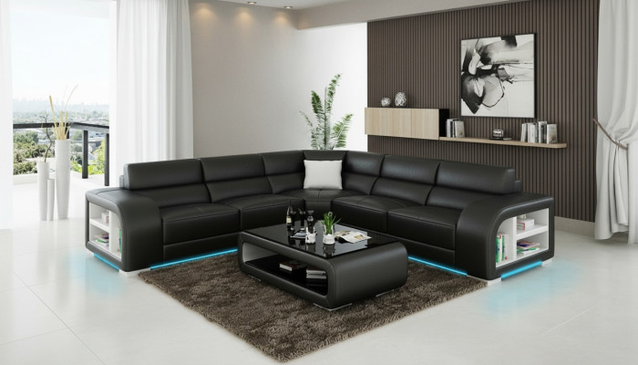 Sofa skórzana Sofa Żywy krajobraz Decor Modern Narożnik Narożnikowa kanapa Design Ustawić