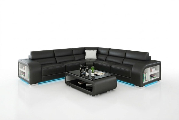 Sofa skórzana Sofa Żywy krajobraz Decor Modern Narożnik Narożnikowa kanapa Design Ustawić