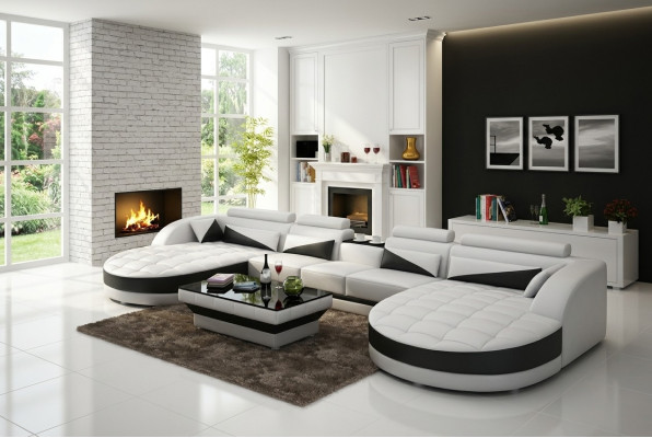 Skórzana sofa kanapa Żywy krajobraz Narożnik kanapa Narożnik Ustaw Design Nowoczesna Sofa G8018D
