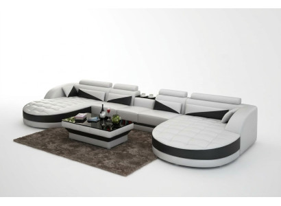 Skórzana sofa kanapa Żywy krajobraz Narożnik kanapa Narożnik Ustaw Design Nowoczesna Sofa G8018D
