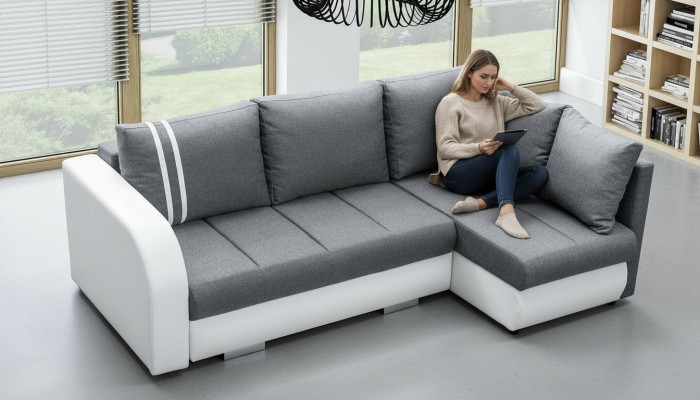 Sofa Sofa Rozkładana Sofa z funkcją łóżka + Podstawa łóżka Narożnikowa kanapa Couch NOWOŚĆ