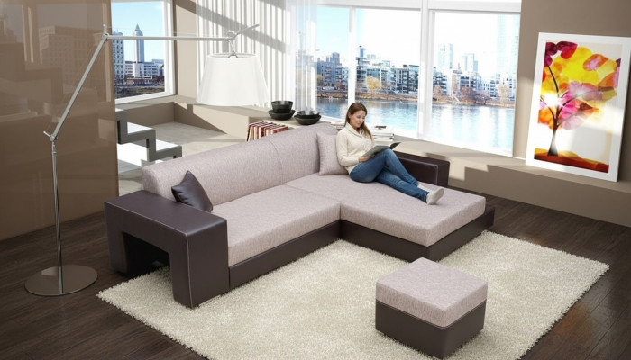 Sofa Sofa Rozkładana Sofa z funkcją łóżka + Podstawa łóżka Narożnikowa kanapa Couch NOWOŚĆ