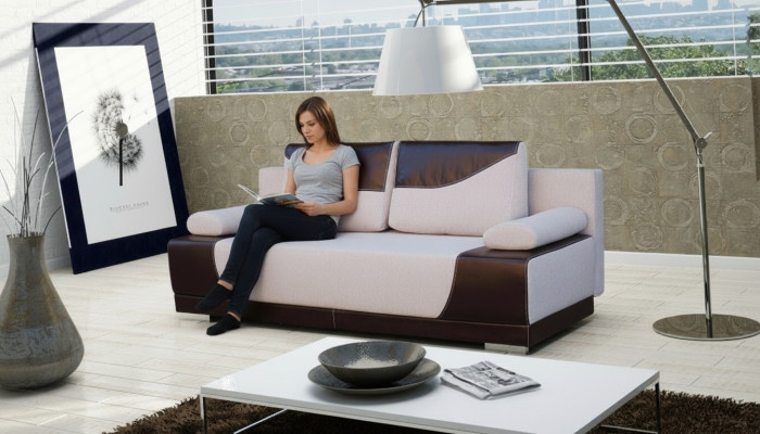 Sofa rozkładana rozkładana 3-miejsce siedzące z funkcją spania + Podstawa łóżka kanapa designerska sofa